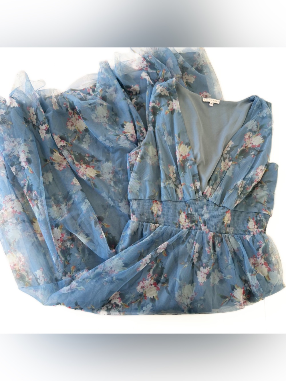 Baltic Born Dress Womens 1XL Kamila Tulle Maxi Blue Floral Bridesmaid - Picture 3 of 8